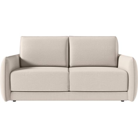 Canapé DARIO convertible  3 places couchage quotidien 140x190cm - matelas 14cm -  tissu beige