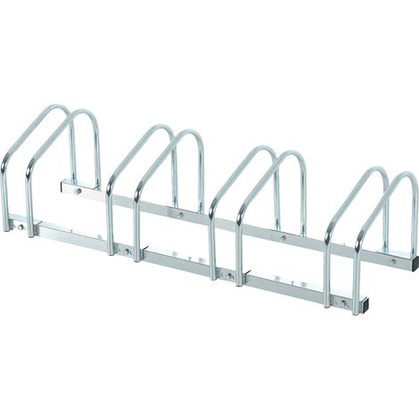 Râtelier 4 vélos dim. 110L x 33l x 27H cm acier galvanisé argent idéal pour salon, chambre à coucher ou bureau facile à assembler avec instructions incluses (1/5)