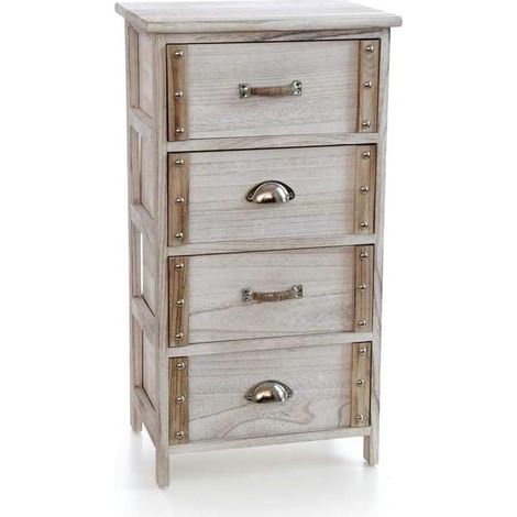 CASSETTIERA IN LEGNO DECORATA CON 4 CASSETTI GRIGIO CHIARO 40 X 29 X 73 CM (1/2)