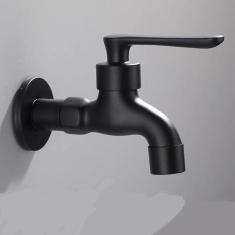 Grifo negro de agua fría, grifo mural para fregadero de fregona, grifo monomando, grifo de agua fría, grifo de jardín, modelo corto.
