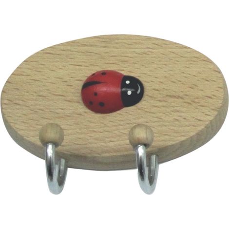 Gancio Adesivo In Legno Coccinella 2 Posti - 10 Pz (1/2)