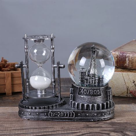 Boule à Neige LED - Sablier Intégré - Décoration Intérieure Élégante - Pour Salon Chambre Bureau - 1 Pièce (1/5)