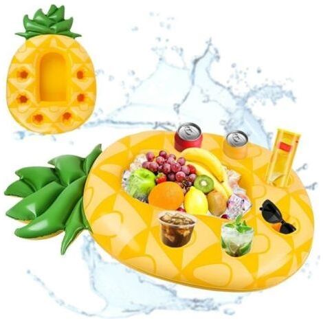 Ananas Porte Gobelet Gonflable, Bar Flottant pour Piscine, Porte Boisson Gonflable, Ananas Plateau Gonflable (1/5)