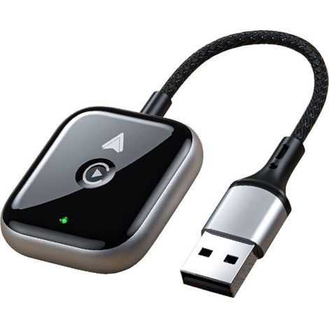 Adaptateur Sans Fil 2-en-1 pour Voiture - Convertisseur CarPlay/Android Auto Câblé vers Bluetooth, Compatible Multimédia, Noir (1/5)
