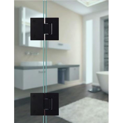 Charniere Pporte Verre à 180 degrés, Supports en Verre, Ouverture et Fermeture à 180 Degrés, Charniere Porte Inoxydable,Convient Pour Charnière Pliante en Verrede 6 à 12 mm (2 pièces noire (1/3)