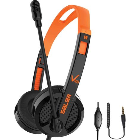 Casque audio pour enfants - Sans fil, avec oreilles de chat, LED, Bluetooth et microphone, compatible Kindle/tablette/PC pour l'apprentissage en ligne (noir) (1/3)