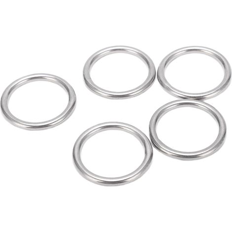 Packung mit 5 geschweißten runden O-Ringen aus seewasserbeständigem Edelstahl für Navigation, Tauchen und Gepäck (4 x 30 mm). (1/5)