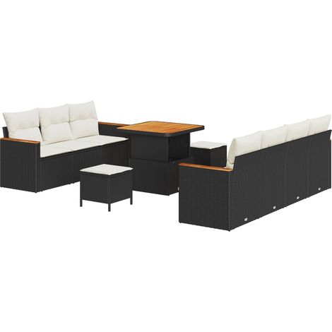 Garden Sofa Set 10 pcs Black Poly Rattan vidaXL (1/5)