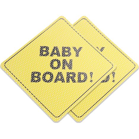Sticker Baby On Board - Film Transparent Maille Unidirectionnel - Pour Vitre De Voiture - 12,5 X 12,5 Cm - 2 Pièces (1/5)