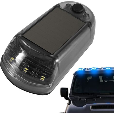 Feux De Toit Solaires Pour Voiture  Lampe LED Solaire Étanche 7 Couleurs Lumineuse,Feux De Cabine Sans Fil - Pour Remorque Construction Service Camping-Car Chasse-Neige Pompier Bateau Route Autoroute (1/5)