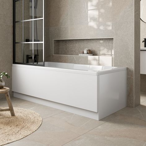Bath Panel Pack Set Acrylic Side End Gloss White 1700/750mm Bathroom Modern