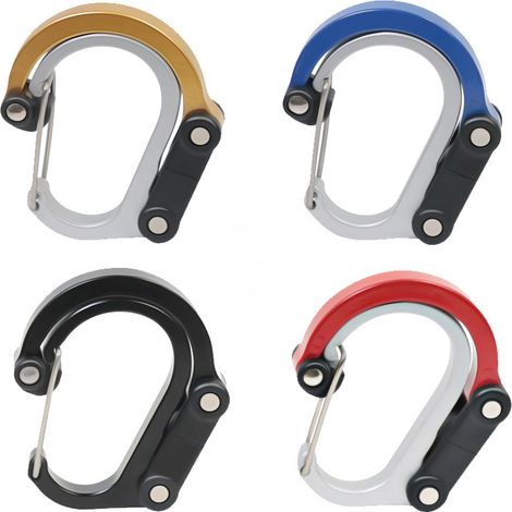 Mousquetons d'escalade en alliage d'aluminium, colorés, lot de 4, 5,8 × 4,8 cm, utilisation en extérieur, crochet pivotant, attaches pour sac (1/5)