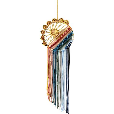 [Dekorativer Wandbehang] Traumfänger im Boho-Stil, Sonne-Mond-Motiv, mit bunten Fransen (1/4)