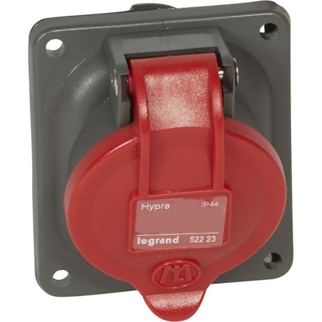 Prise fixe Hypra IP44 16A 380V à 415V 2P+T plastique (052222)