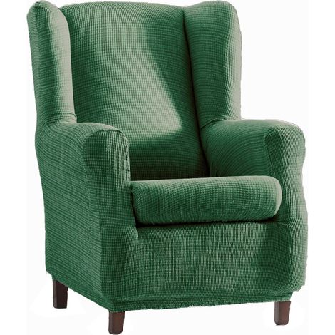 Housse de Fauteuil à Oreilles élastique en Jacquard, Respirante et résistante à l'usure, Couleur Verte, Facile à Mettre et à enlever, Design tapissé