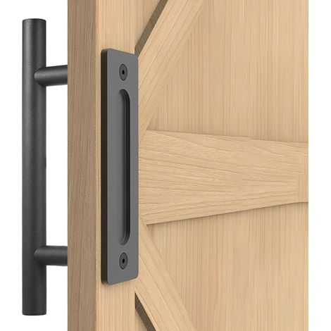 Sliding Door Handle Black Interior Exterior Door Handle Furniture Handle Recessed Door Handles for Garage Barn Shed Garden Cupboard (1/5)