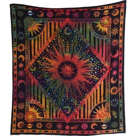 THE ART BOX Indie Tapisserie murale en coton mandala - Décoration murale - Tapis esthétique - Décoration de salon - Lingettes indiennes - Décoration de chambre à coucher - Arc-en-ciel - 135 x 210 cm (1/4)