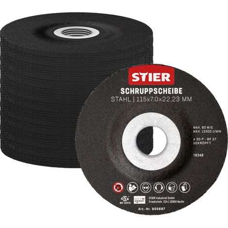 STIER Schruppscheiben, 10 Stück, MADE IN GERMANY, Maße 230 x 7,0 x 22,23 Form 27, gekröpfte Ausführung, erhöhte Zerspanungsleistung, lange Lebensdauer, 80 m/s Arbeitsgeschwindigkeit (1/5)