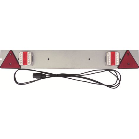 Topcar – Rampe d'éclairage à leds 1m pour remorque bagagère – Câble 4m – 4 fonctions : stop, clignotant, position, éclaireur de plaques