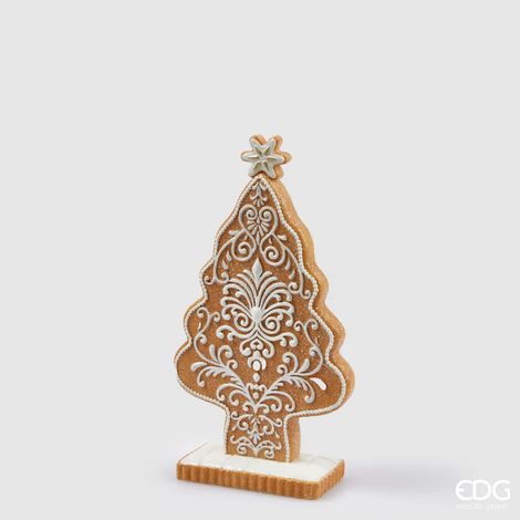 EDG Enzo De Gasperi Decoro di Natale Marzapane Forma di Pino H 29 Cm Hazelnut