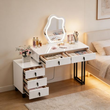Moderne praktische Schmink- oder Aufbewahrungstischplatte mit ausziehbarem Design und Schublade, ideal für Bad oder Schlafzimmer (ohne Spiegel oder Zubehör)