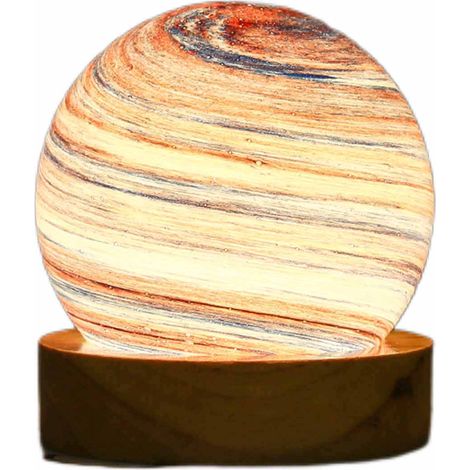 Lampe Planète Galaxy Écologique avec Base Bois 3 Couleurs & Dimming - 250g (1/5)