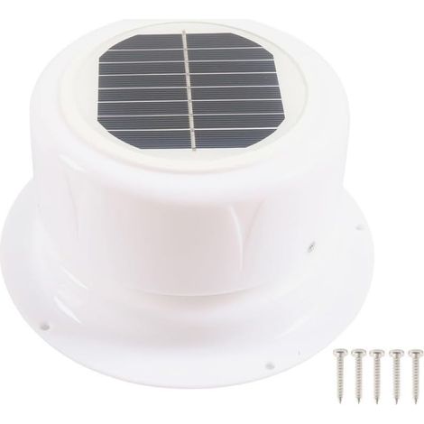 Ventilateur solaire de toit étanche et coupe-vent pour camping-car, caravane, bateau, terrasse, 178 x 92 mm (blanc) (1/5)
