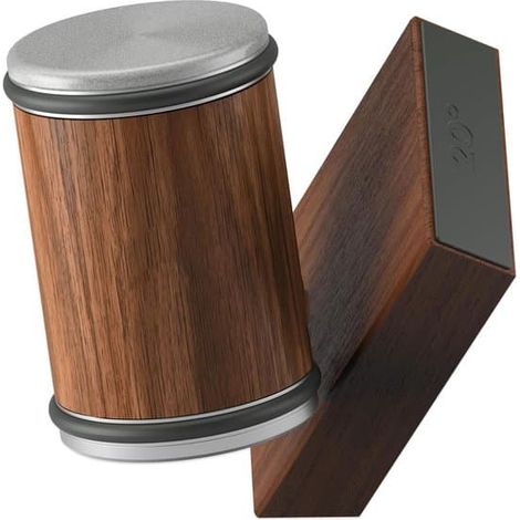 Affûteur à rouleaux pour couteaux, acier hexagonal, meule, angles d'affûtage de 15° et 20°, 5,5 x 5,5 x 8,5 cm, aspect bois brun. (1/5)