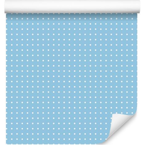 Papier peint à pois azur, motif centre azur pour salon et chambre 50 x 1000 cm (1/5)