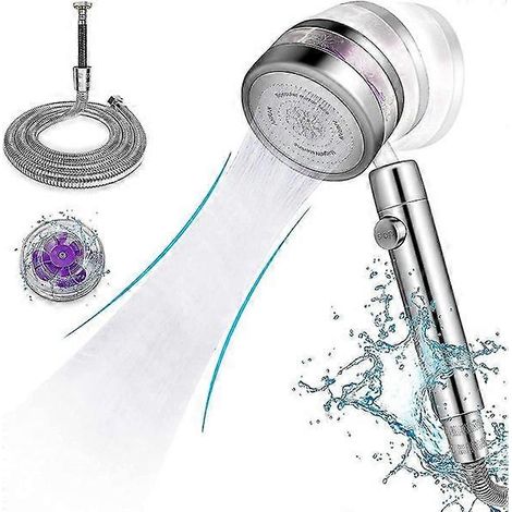 Pommeau de douche et flexible rotatifs à 360° avec mode haute pression et pluie intégrés. (1/4)