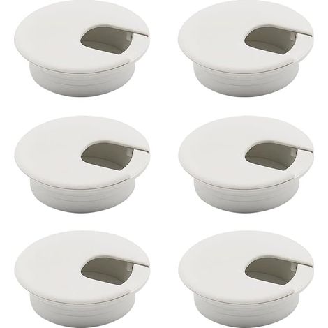 Passe Cable Bureau 6 Pièces Passe Cable Blanc Passe Câbles Ronds Encastrables Couvercle de Trou de Câble Oeillet de Bureau Câble de Bureau Oeillet Passe-Câbles Blanc