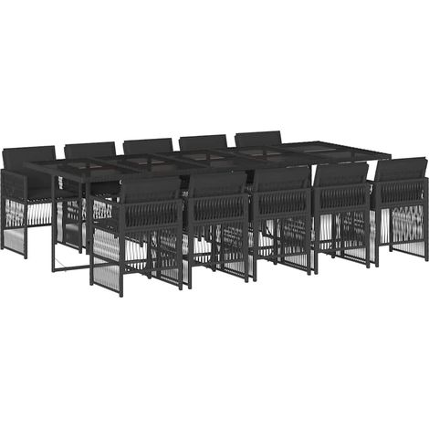 Maison Exclusive - Set de comedor jardín 11 pzas con cojines ratá (1/5)
