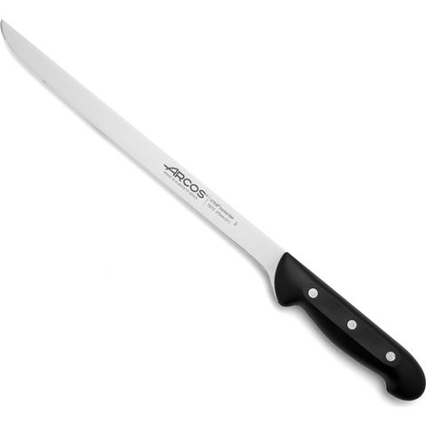 Cuchillo Jamonero Arcos Maitre 151200 de acero inoxidable Nitrum y mango de polipropileno con hoja de 27.5 cm en blíster (1/5)