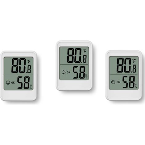 Set mit 3 thermo-hygrometrischen Indikatoren zur Aufstellung oder Wandmontage, mit Raumklimaanzeige, Weiß (1/5)