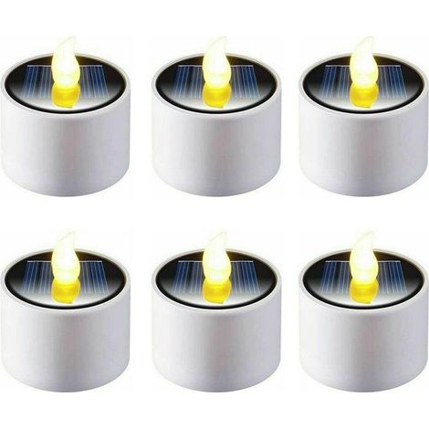 FancyGrab Lot de 6 bougies chauffe-plat LED solaires à effet flamme vacillante, lampe lanterne à économie d'énergie (1/5)