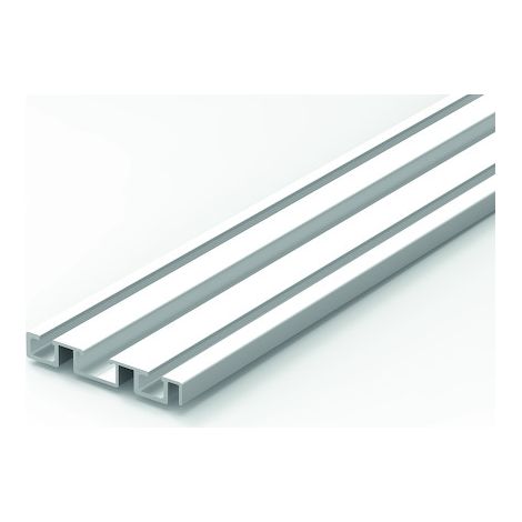 Rail de porte coulissante aluminium double voie 2550 mm – Largeur 65 mm – Finition argent – Pour façades coulissantes – Seed