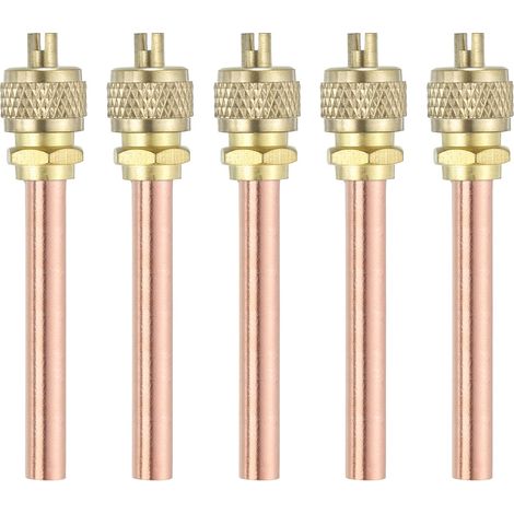 QUARKZMAN 5Pcs Robinet D'Accès Au Service, 1/4" OD x 2.68" Longueur Laiton Cuivre Robinet De Remplissage De Aiguille De Charge pour Systèmes HVAC Réparation (1/5)
