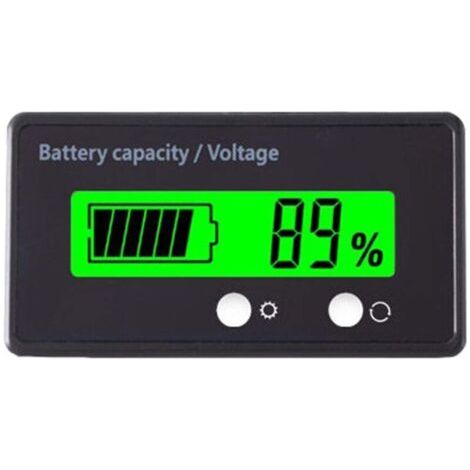 Compteur de tension de capacité de batterie avec alarme DC 12 V 24 V 36 V 48 V 72 V Moniteur de batterie au plomb et au lithium-ion (Vert)