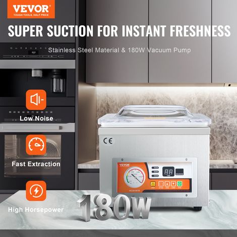 Machine d'emballage sous vide à chambre 260 W machine d'emballage sous vide taille compacte 260 mm dans la cuisine domestique pour un usage commercial pour aliments humides, viandes, marinades (1/5)