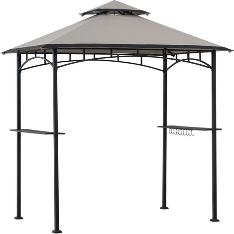 Gazebo barbecue in acciaio LINAS - 152cm x 244cm, grigio (1/5)