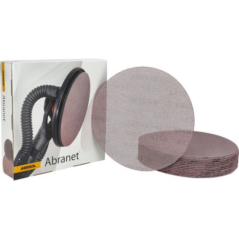 Mirka Abranet Netz-Schleifscheiben Ø 225 mm Klett / Korn P320 / 25 Stk / zum Schleifen von Holz, Spachtel, Lack, Kunststoff / 5422302532