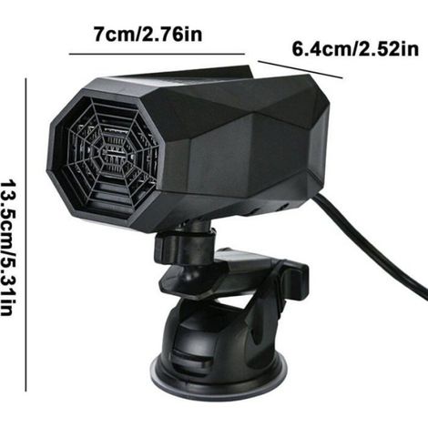Dégivreur Pare-brise - 12 V - 150 W - Base Rotative 360° - Ventouse Anti-vibration - 1 Pièce (1/4)