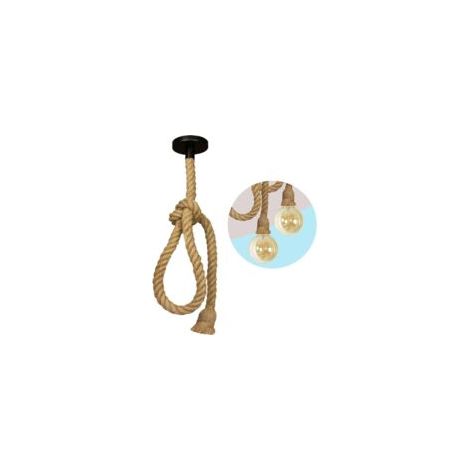 Plafonnier Corde 150cm Textile, Plafonnier Rétro Rural Douille pour Ampoule E27, Fabriqué en Chanvre, Décoration Maison, Boutique, Bar, Restaurant, Hôtel. (1/4)