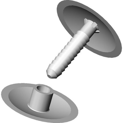 Clip assemblage panneaux 6 à 22 mm – Tête diamètre 30 mm – Encliquetage pour carton et polystyrène – Plastique solide – Ajile