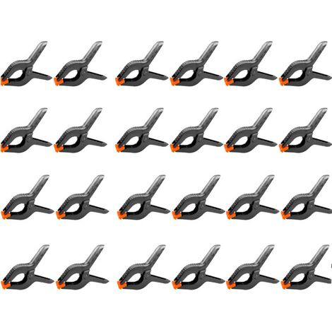 24 pièces 6" 158 MM pince a ressort plastique, pince de serrage force de serrage élevée ouverture maximale 65MM, pince serre joint avec mobiles mâchoires pour bois atelier photographie, noir (1/5)