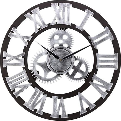Horloge Murale sans tic-tac, silencieuse, 45 cm, Chiffres Romains, Fonctionne sur Pile, Grande Horloge Murale à Quartz, Facile à Lire, pour Chambre à Coucher, Cuisine, Restaurant, Bureau (1/5)