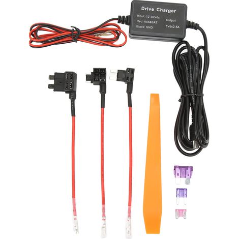 Kit de câblage permanent pour dashcam, adaptateur Mini USB, convertisseur 12V-30V vers 5V, compatible caméra rétroviseur, GPS, avertisseur radar (1/5)