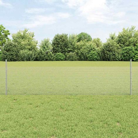 Zaun mit Pfosten Silber 0,5 x 10 m Stahl