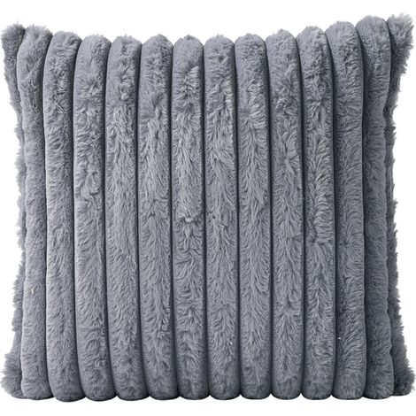 Grey Nordic Vertical Striped Decorative Plush Sofa Cushion 45cm L x 45cm W (1/5)