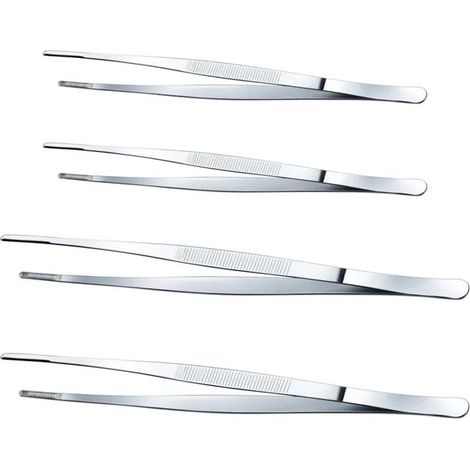Ensemble de 4 pinces à cocktail argentées de 30 cm et 25 cm, pinces décoratives longues en acier inoxydable pour barman. (1/5)